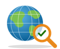 service-sourcing: Sourcing and quality support: a globe under a magnifying glass